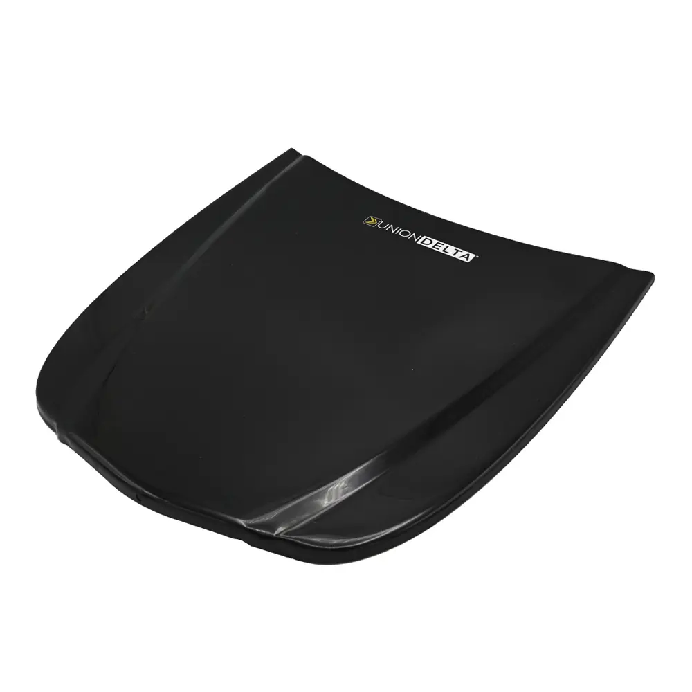 Hood model, black, metal, 30 x 26 cm, with samples